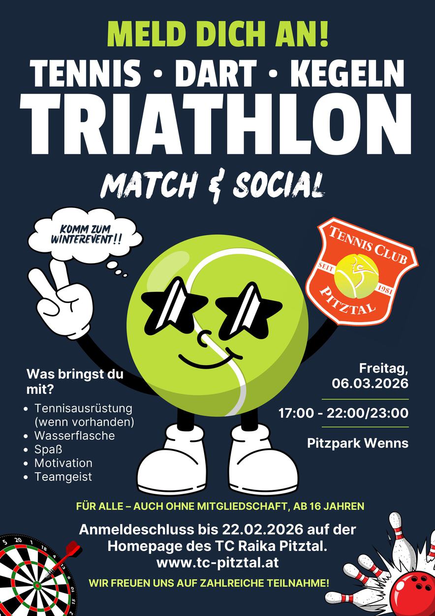Pitztaler Weltneuheit: Tennis and Social - Triathlon
